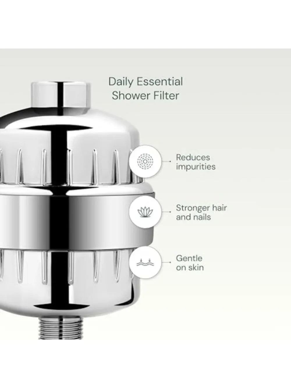 Daily Essential Chrome Shower Filter - Removes Chlorine & Improves Water Quality